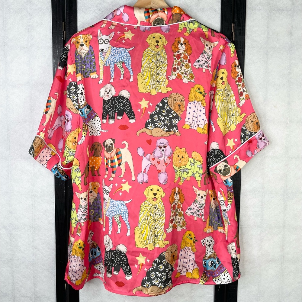 Karen Mabon Pink Dog Print Pajama Top - Picture 3 of 11